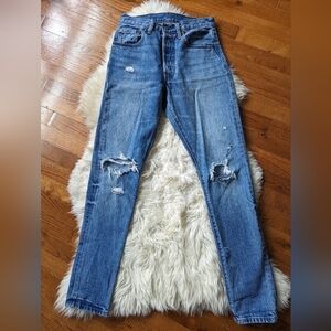 Levi's women's 501 jeans denim distressed 26